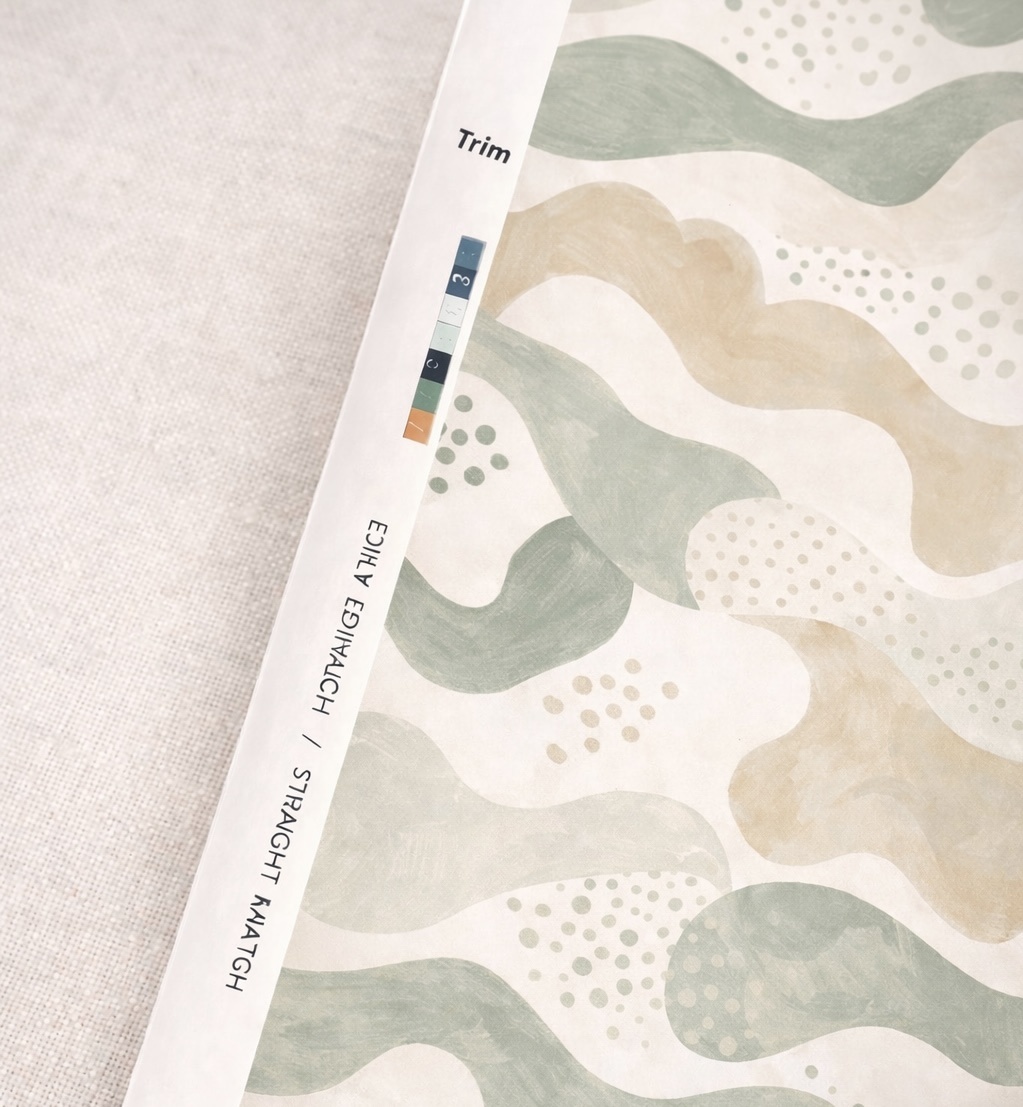 Detail of untrimmed wallpaper roll before trimming